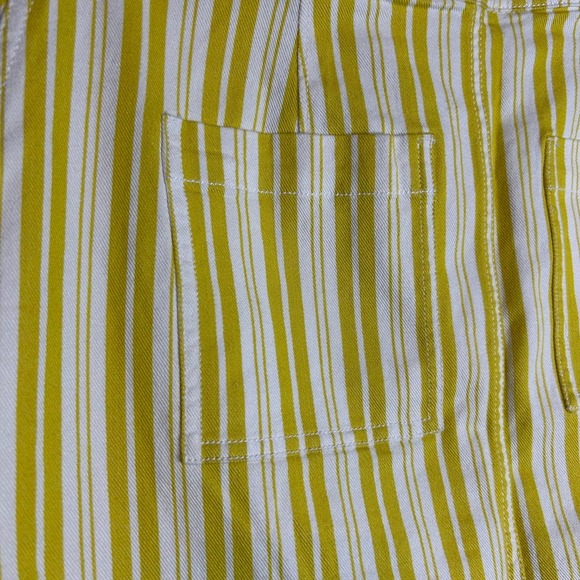 LOFT Striped Mini Skirt Pockets Casual Everyday Yellow White Size 4 - Picture 4 of 6